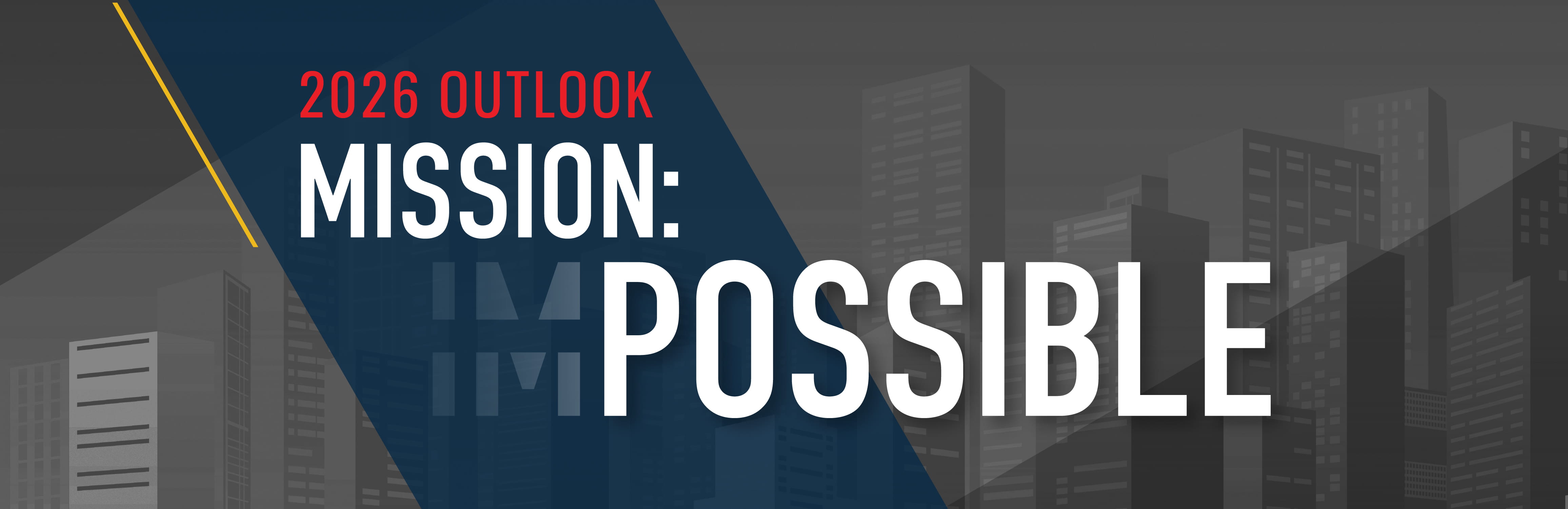 Investment Strategy Quarterly graphic with the headline ‘2026 Outlook: Mission: Possible’ over a stylized city skyline.
